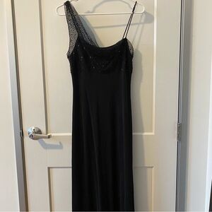 BCBG One-Shoulder Black Evening Gown